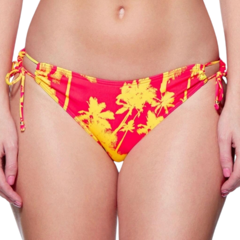 lepel Miami Girls Coral (Red) and Yellow Palm Tree Print Bikini Brief